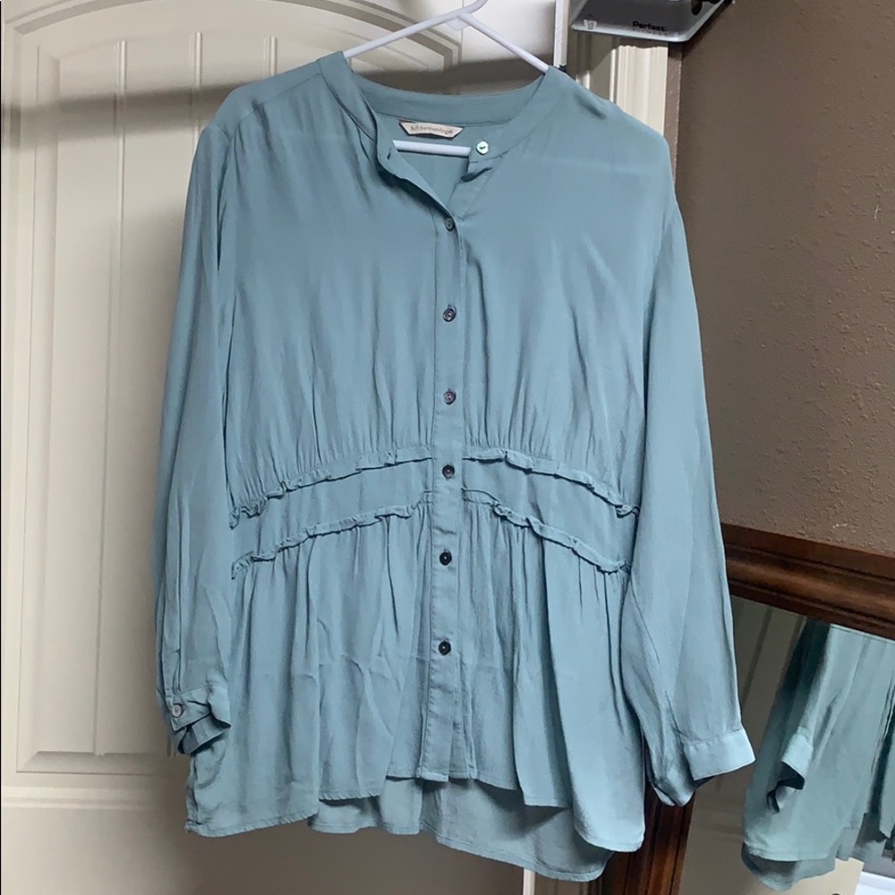Turquoise button down blouse